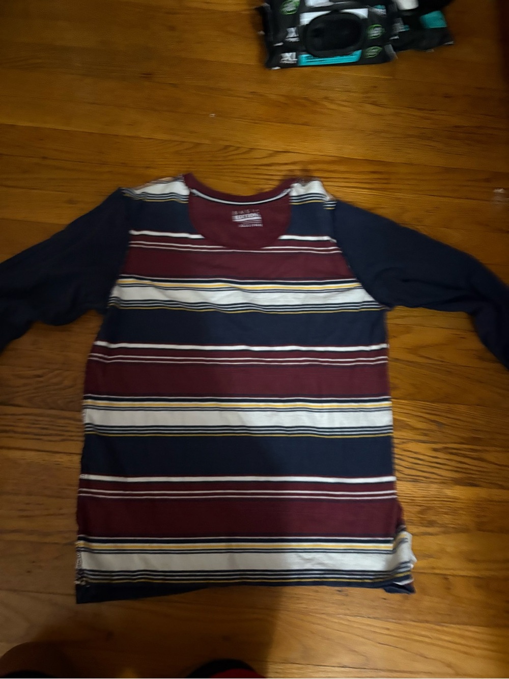 Striped Long Sleeve Kids Top in Burgundy & Navy